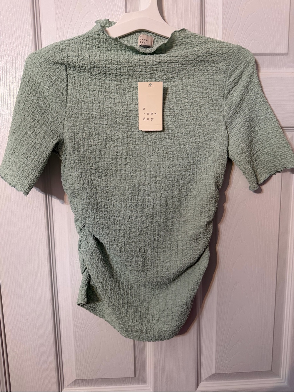 A New Day Textured Mock Neck Top - Sage Green